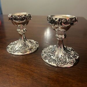 Vintage Godinger Ornate Silver Candle Holders